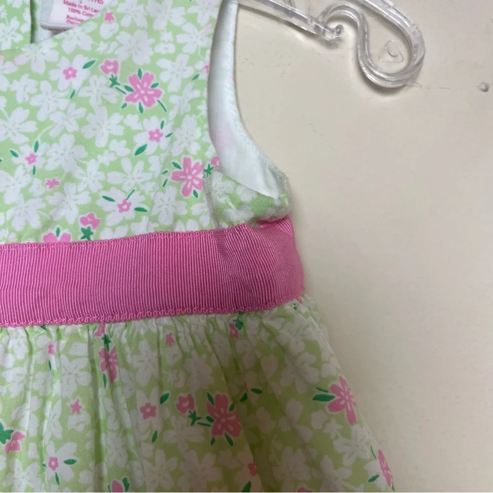 OshKosh B’gosh‎ Green and Pink Floral Lined 100% Cotton Dress 6 Months